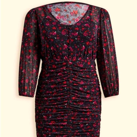 ❤️NWT VINTAGE TORRID MESH BUTTON RUCHED MINI DRESS - FLORAL PRINT - SIZE 4X - Picture 9 of 12